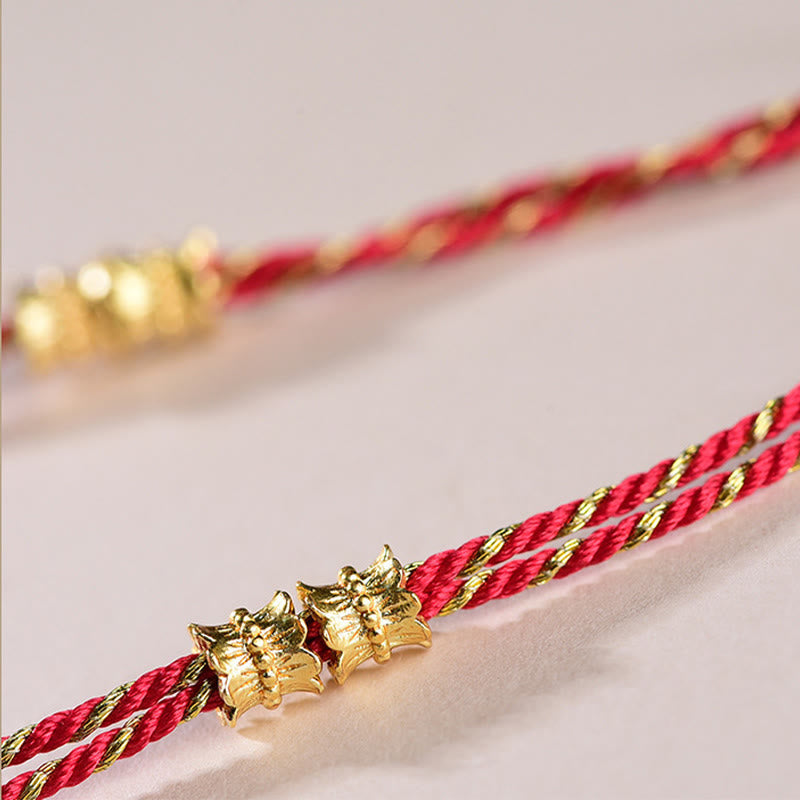 Five-Emperor Coins Copper Balance Hand-Woven String Bracelet