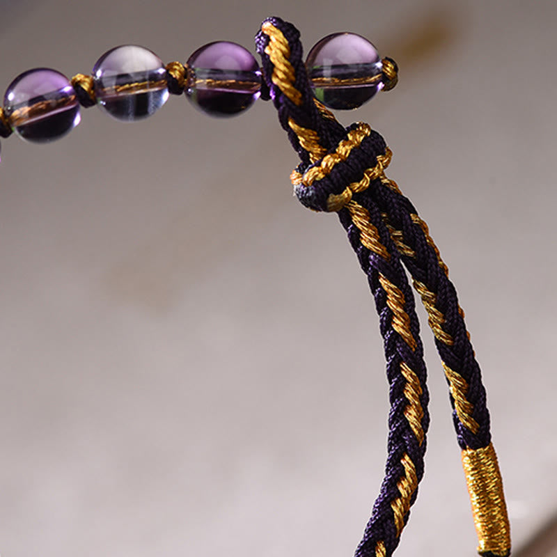 Five-Emperor Coins Copper Amethyst Cinnabar Black Red String Balance Attract Fortune Bracelet