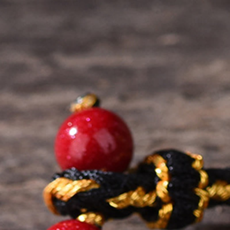 Five-Emperor Coins Copper Amethyst Cinnabar Black Red String Balance Attract Fortune Bracelet