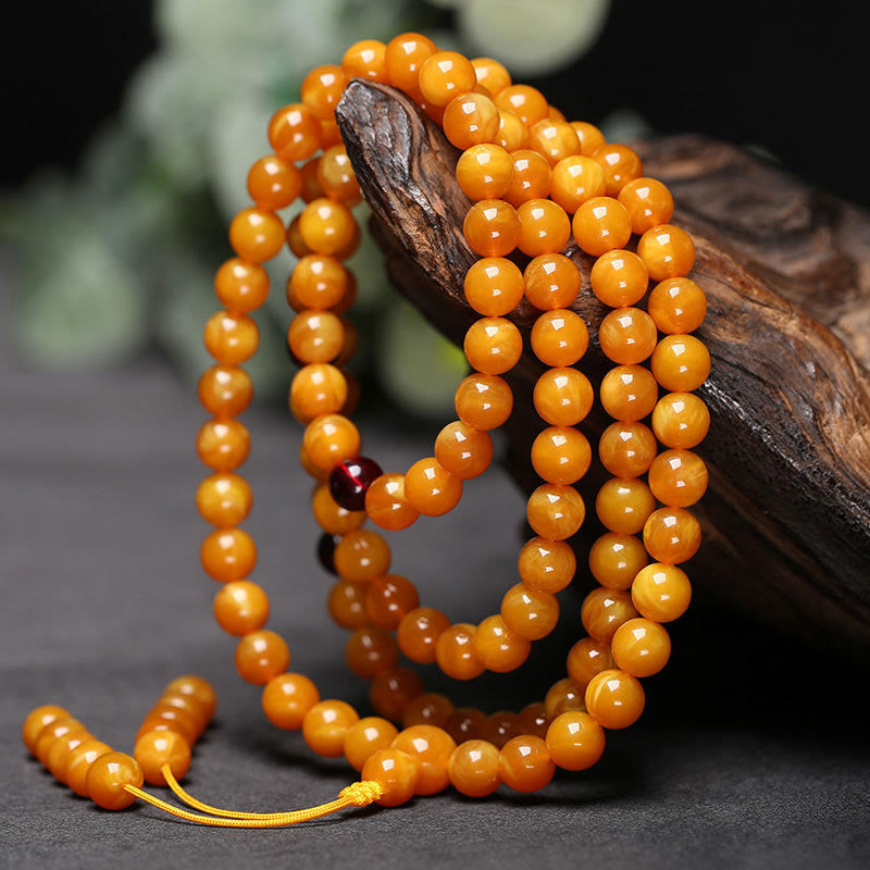 Tibetan Amber Round Bead Mala