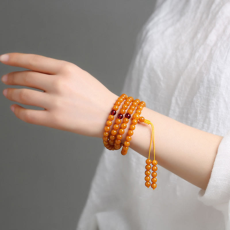 Tibetan Amber Round Bead Mala