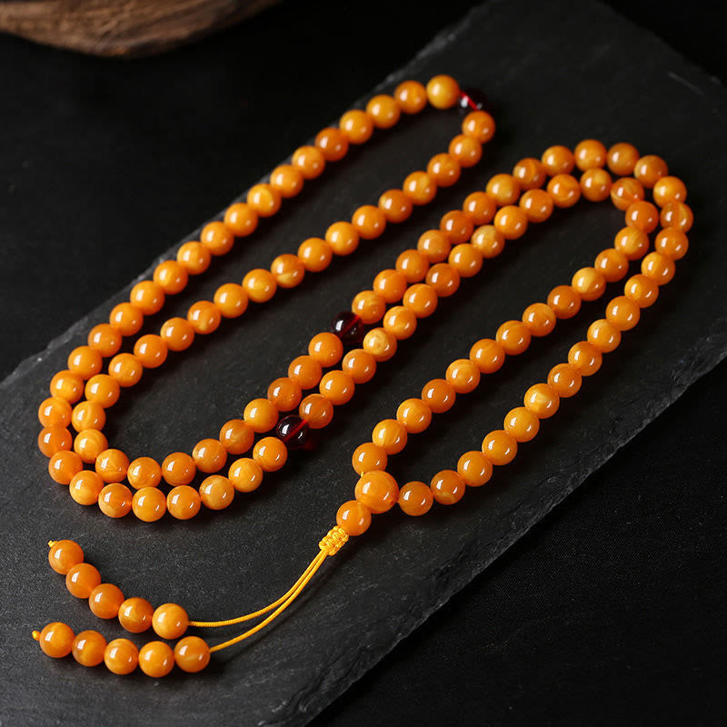 Tibetan Amber Round Bead Mala