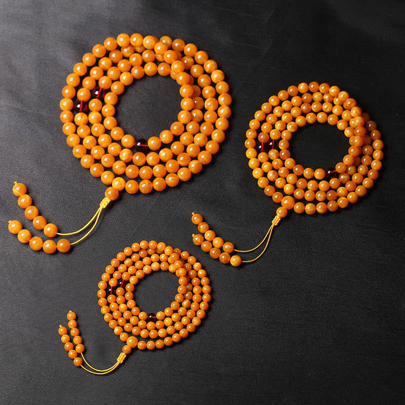 Tibetan Amber Round Bead Mala