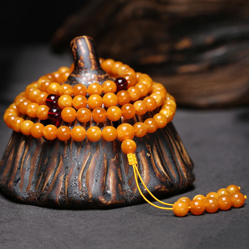 Tibetan Amber Round Bead Mala
