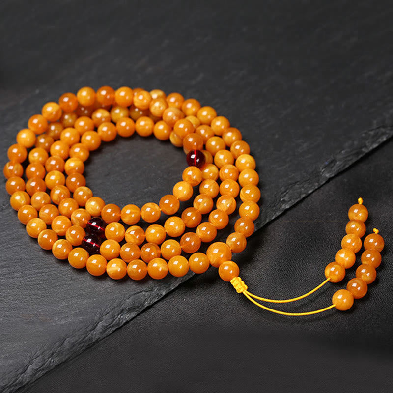 Tibetan Amber Round Bead Mala