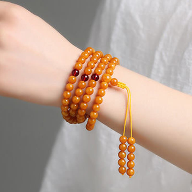 Tibetan Amber Round Bead Mala