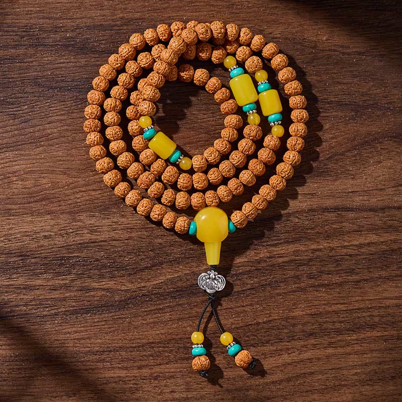 Tibetan 108 Beads Bodhi Seed Three-eyed Dzi Bead Auspiciousness Mala