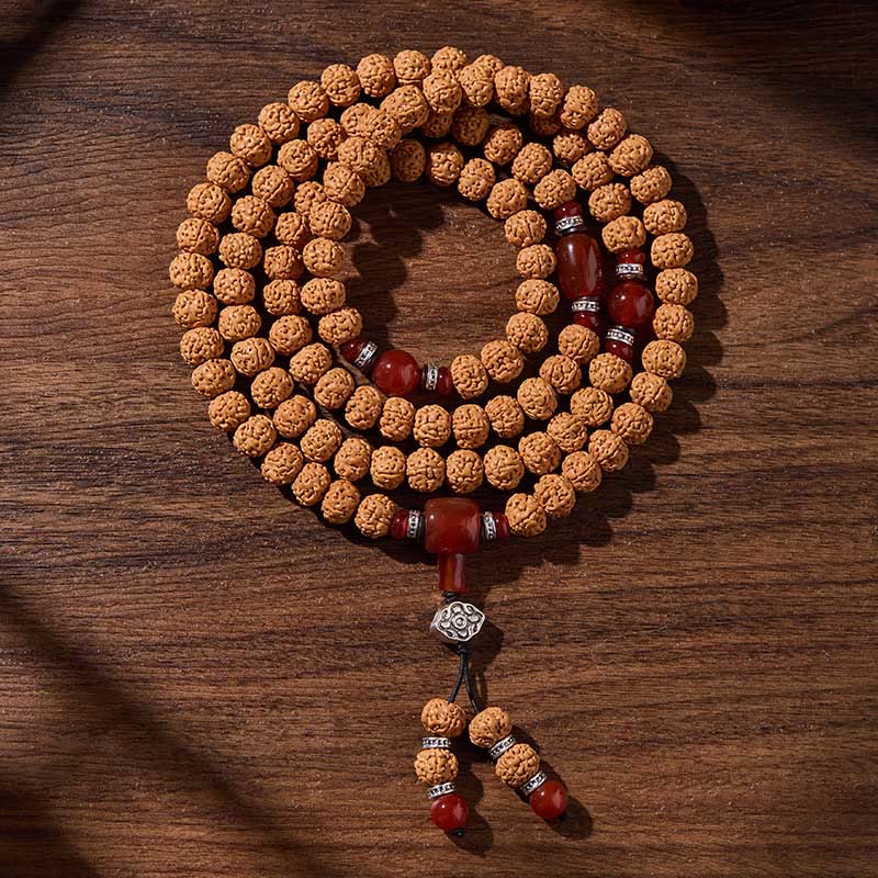 Tibetan 108 Beads Bodhi Seed Three-eyed Dzi Bead Auspiciousness Mala