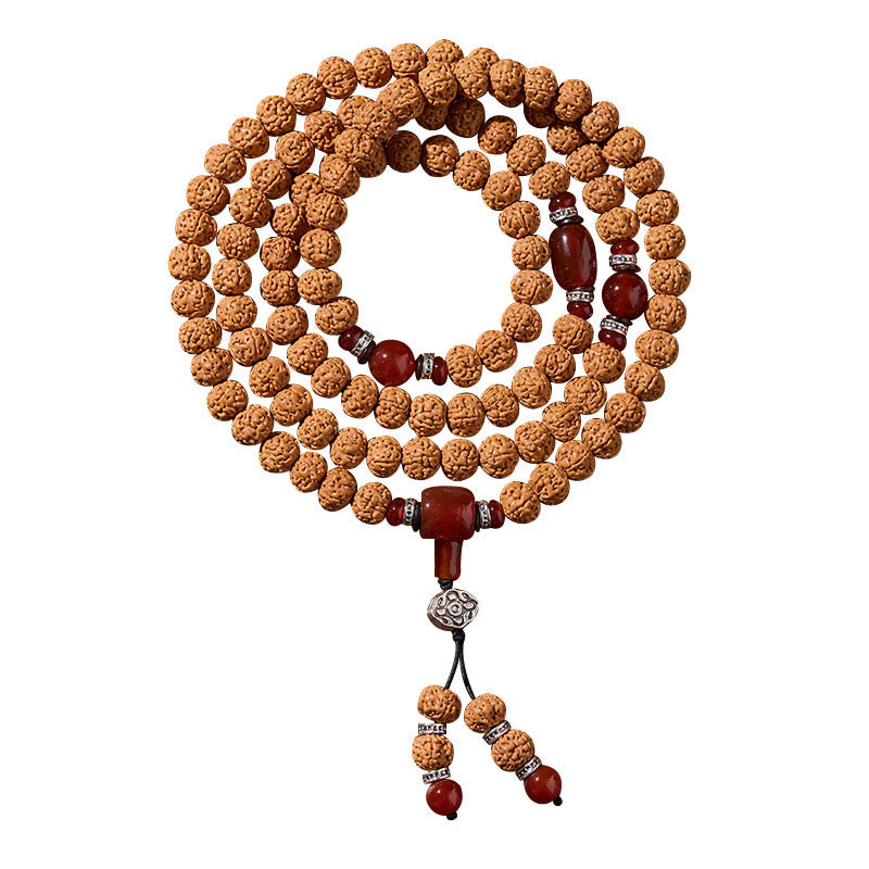 Tibetan 108 Beads Bodhi Seed Three-eyed Dzi Bead Auspiciousness Mala