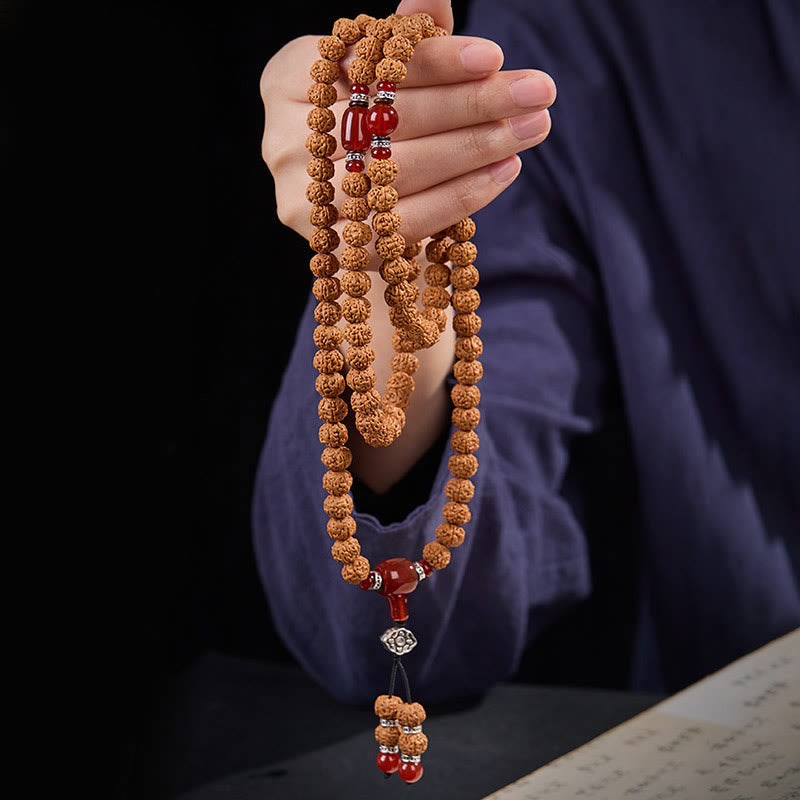 Tibetan 108 Beads Bodhi Seed Three-eyed Dzi Bead Auspiciousness Mala