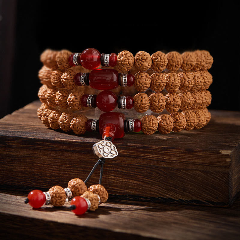 Tibetan 108 Beads Bodhi Seed Three-eyed Dzi Bead Auspiciousness Mala