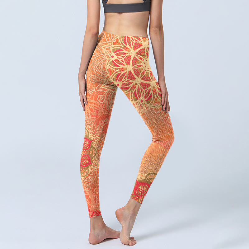 Symmetrical Geometric Pattern Print Gym Leggings Women's Yoga Pants