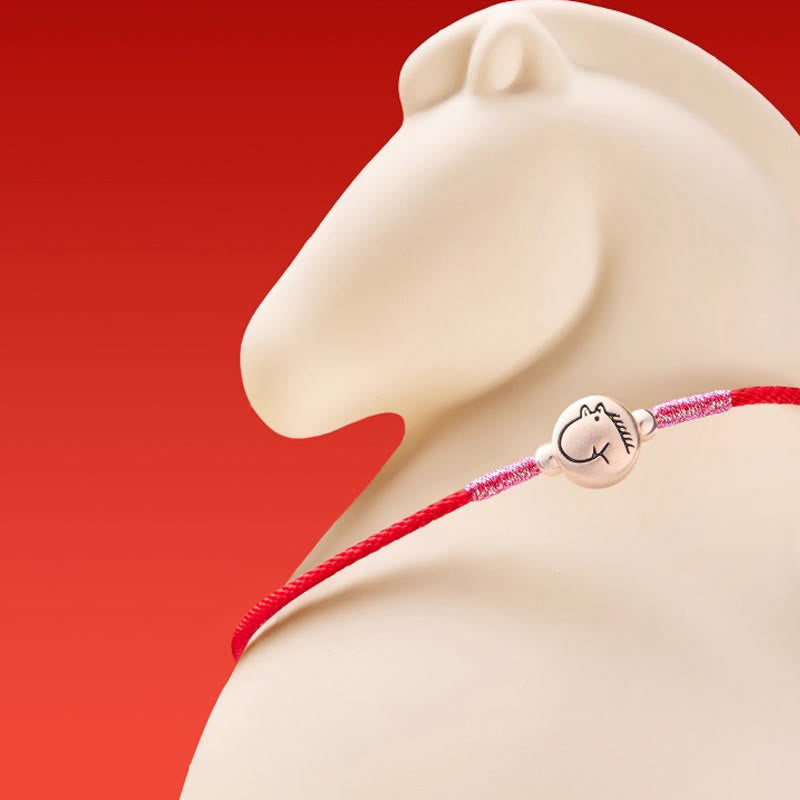 Year of the Horse 999 Sterling Silver Red String Luck Bracelet
