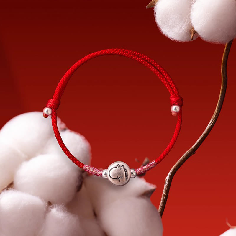 Year of the Horse 999 Sterling Silver Red String Luck Bracelet