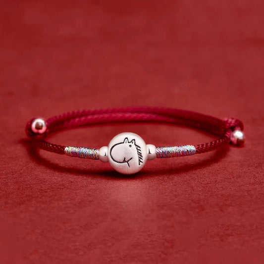 Year of the Horse 999 Sterling Silver Red String Luck Bracelet