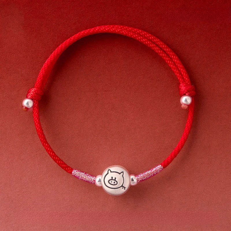 Year of the Horse 999 Sterling Silver Red String Luck Bracelet