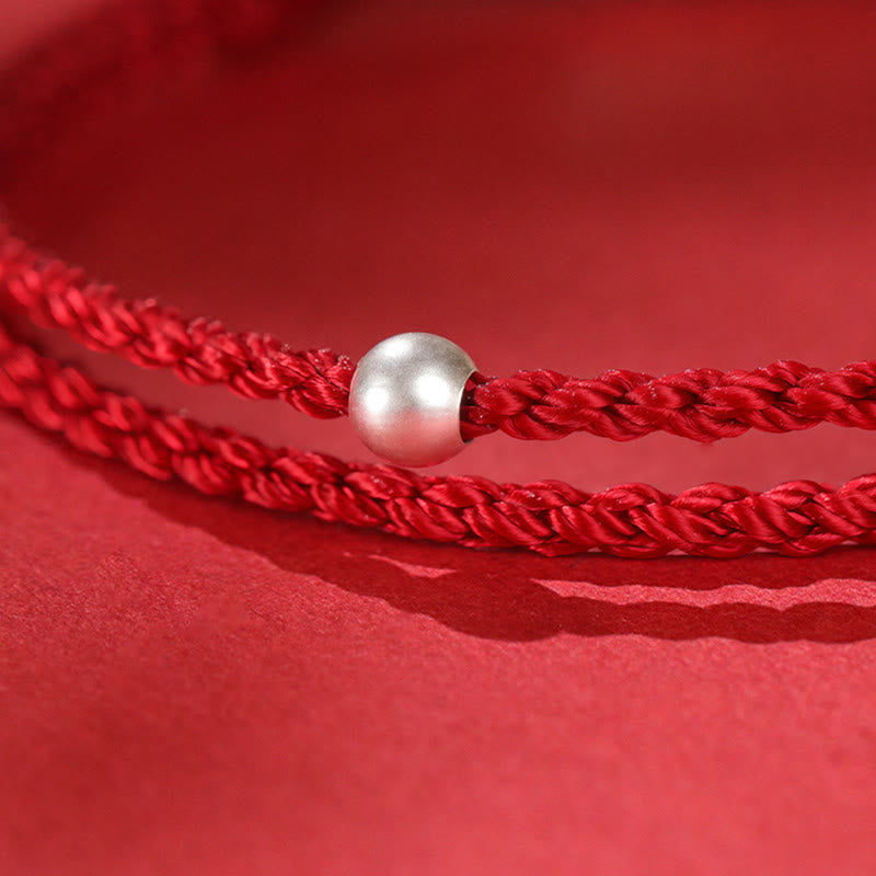 Year Of The Horse Cinnabar Hetian Jade 999 Sterling Silver Red String Concentration Bracelet