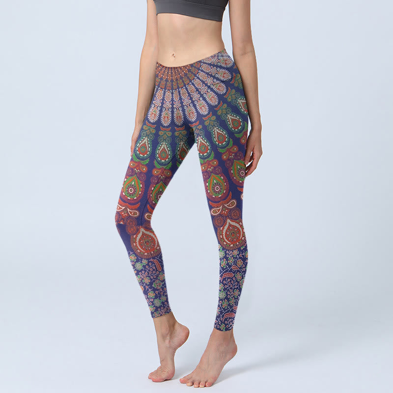 Exquisite Flower Paisley Pattern Gym Leggings Women's Yoga Pants