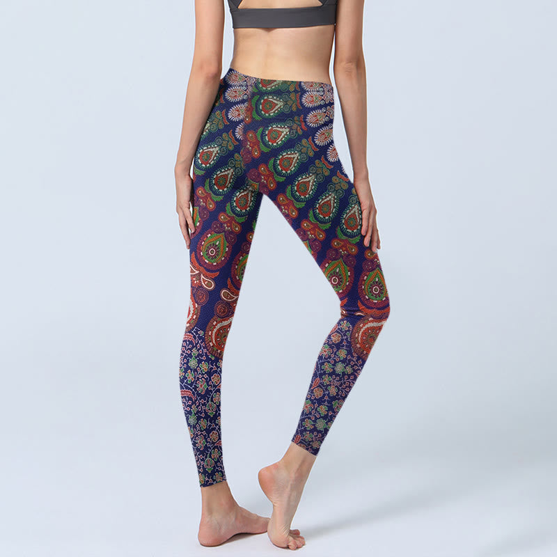 Exquisite Flower Paisley Pattern Gym Leggings Women's Yoga Pants