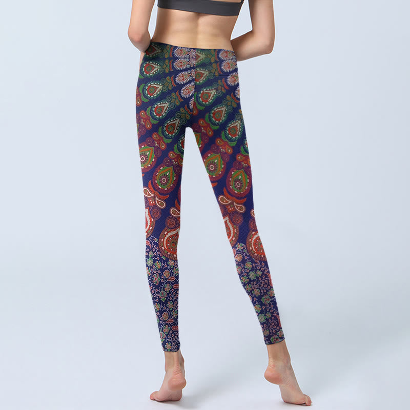 Exquisite Flower Paisley Pattern Gym Leggings Women's Yoga Pants