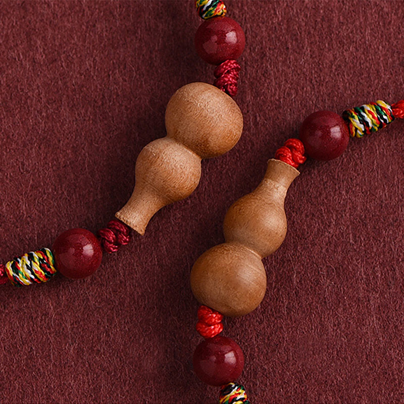 Gourd Peach Wood Rope Adjustable Wealth Luck Bracelet