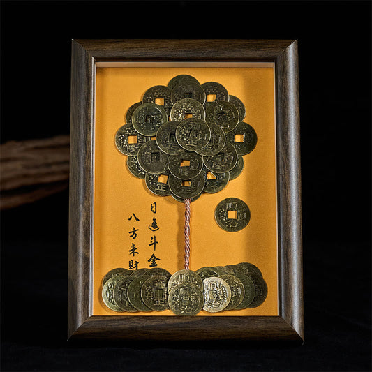 Five-Emperor Coins Tree Attract Fortune Protection Photo Frame Ornament Home Decor