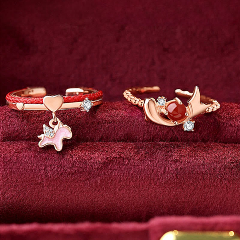 Red String 925 Sterling Silver Luck Open Ring