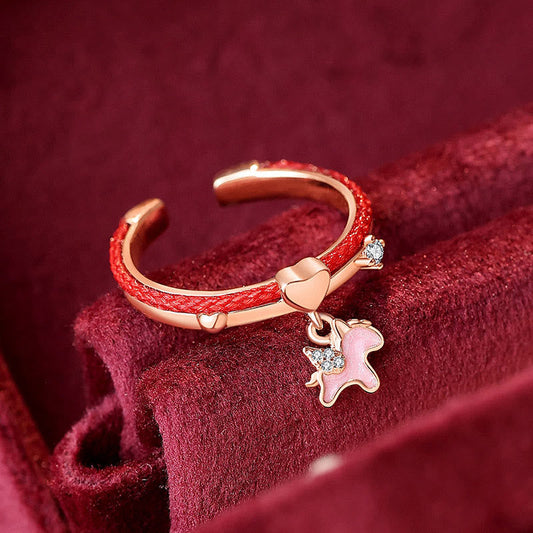 Red String 925 Sterling Silver Luck Open Ring