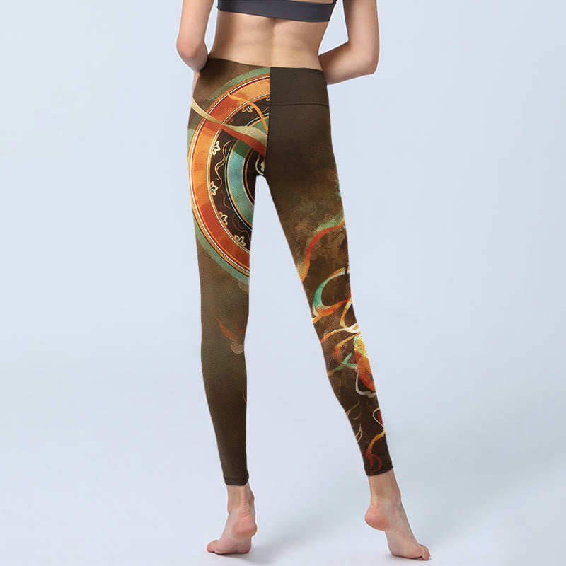 Dunhuang Flying Apsaras Mandala Print Gym Leggings Women's Yoga Pants