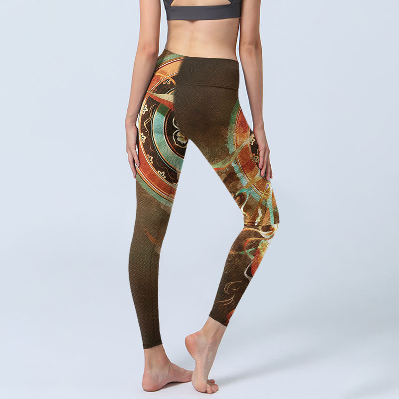 Dunhuang Flying Apsaras Mandala Print Gym Leggings Women's Yoga Pants