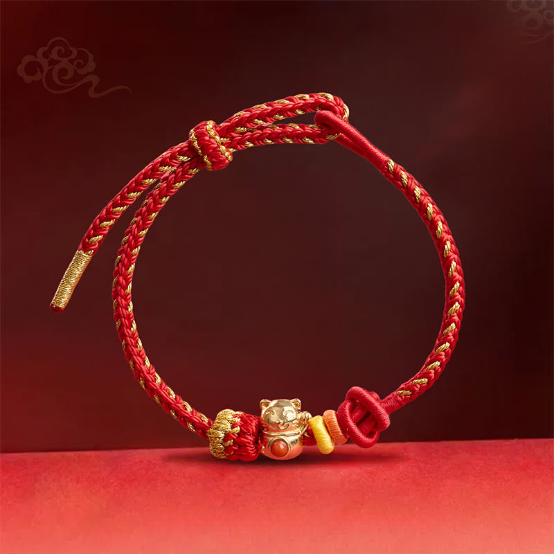 Cat Copper Red String Luck Bracelet