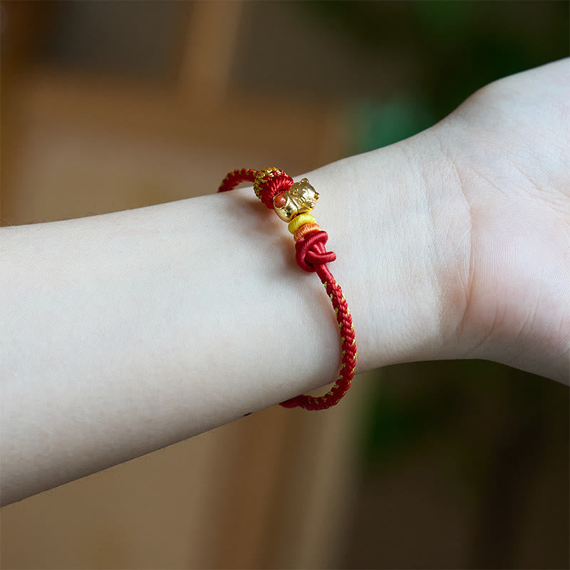 Cat Copper Red String Luck Bracelet