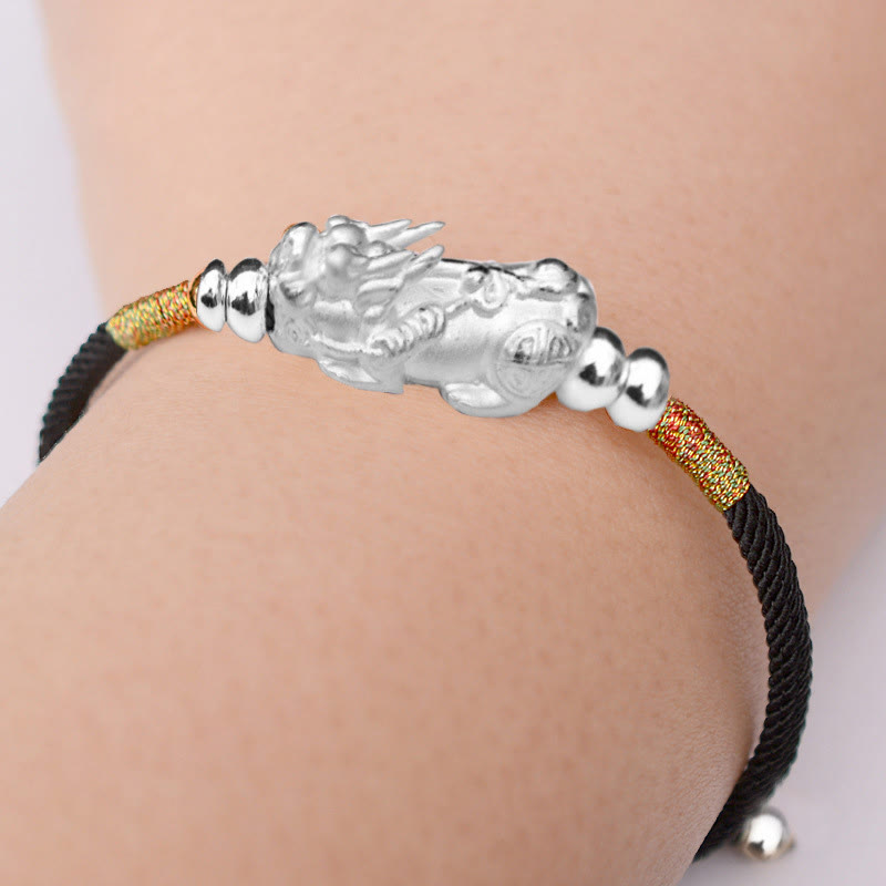 24K Gold-Plated PiXiu Luck Red String Bracelet