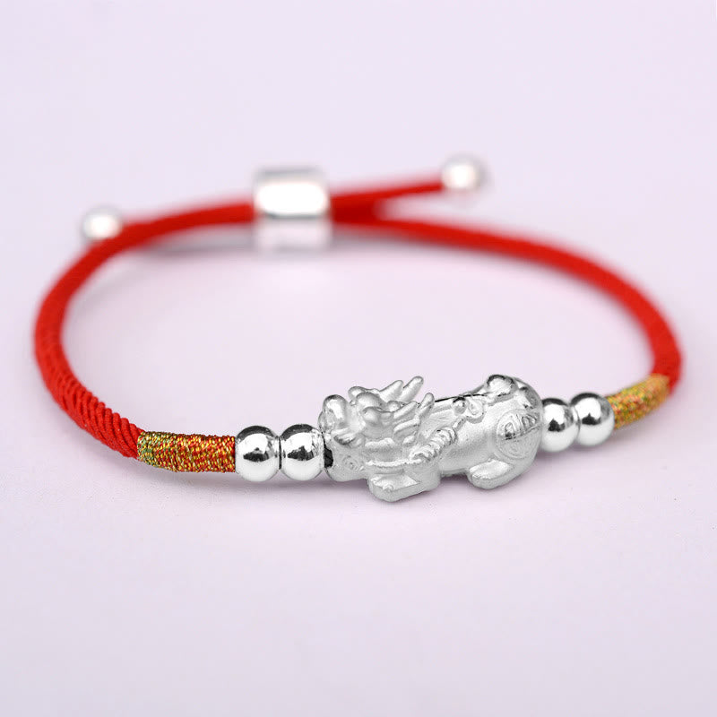 24K Gold-Plated PiXiu Luck Red String Bracelet