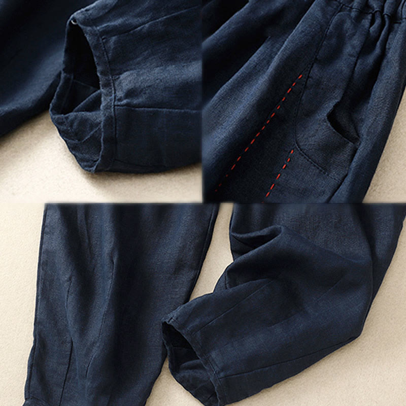 Commute Color Blocking Design Women's Harem 7-8 Length Pants With Pockets