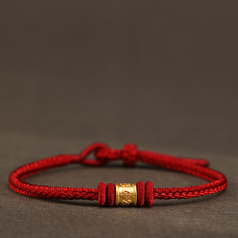 Tibet Handmade 999 Gold Om Mani Padme Hum Luck Protection Bracelet