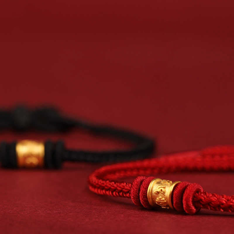 Tibet Handmade 999 Gold Om Mani Padme Hum Luck Protection Bracelet