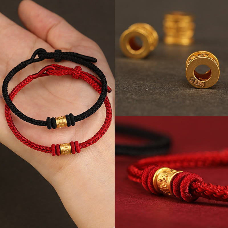 Tibet Handmade 999 Gold Om Mani Padme Hum Luck Protection Bracelet