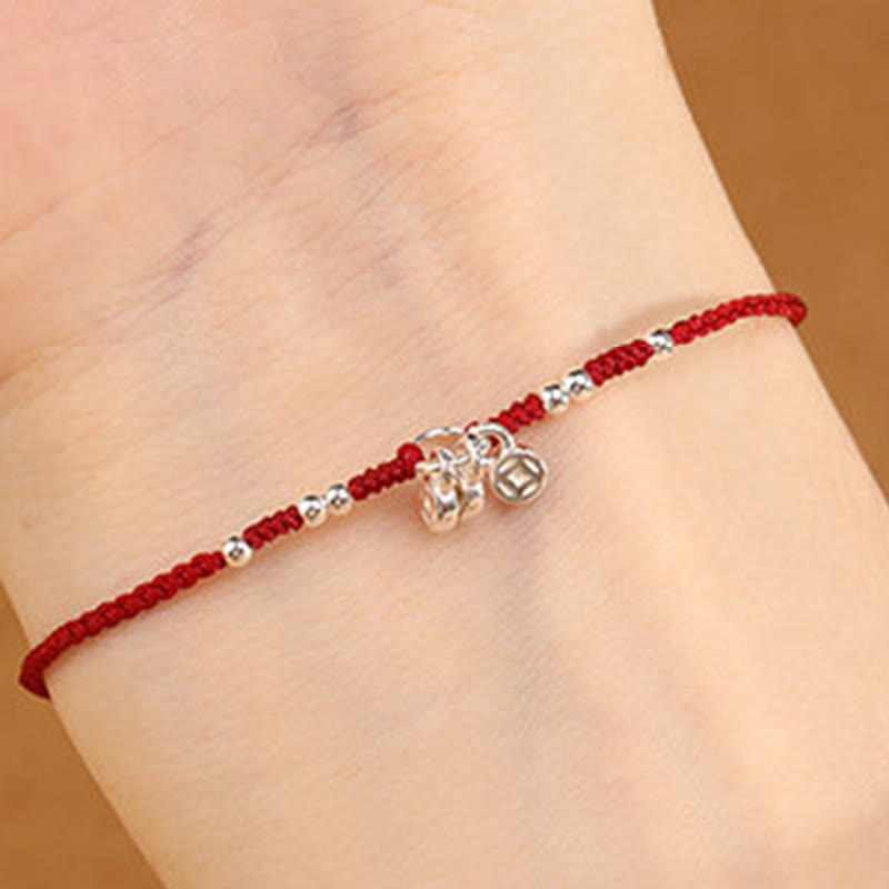 Handcrafted 925 Sterling Silver Copper Coins Design Protection Strength Ultra-Thin Bracelet Anklet