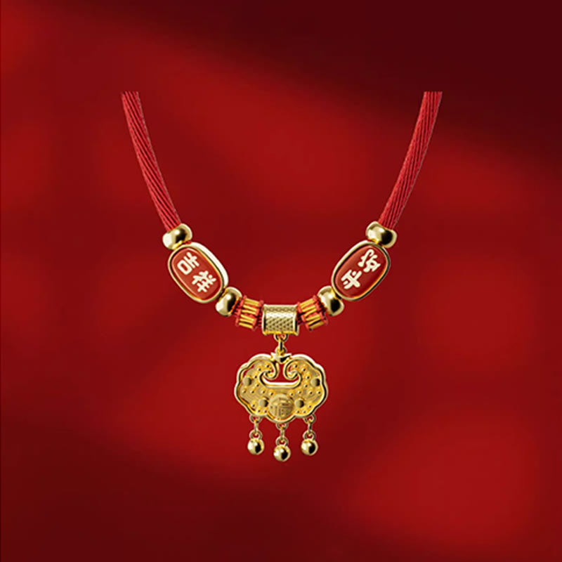 Red String Bead Fu Character Luck Adjustable Cats Dogs Pet Collar