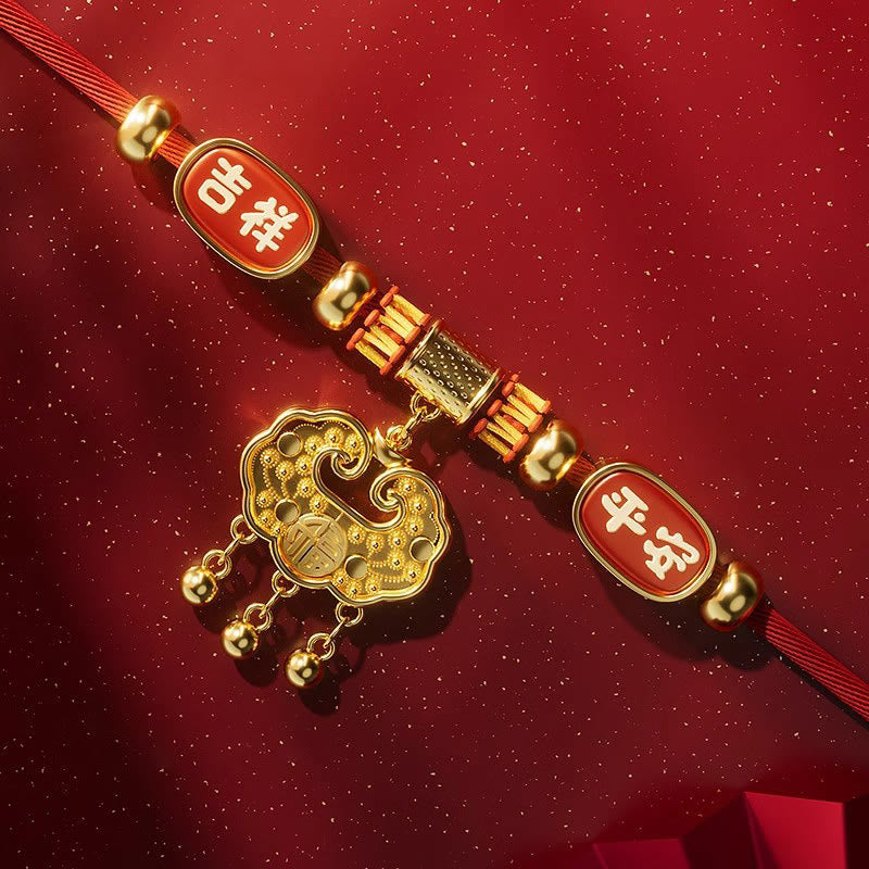 Red String Bead Fu Character Luck Adjustable Cats Dogs Pet Collar