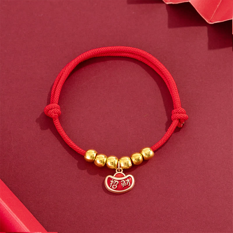 Red String Bead Yuanbao Fu Character Protection Adjustable Cats Dogs Pet Collar