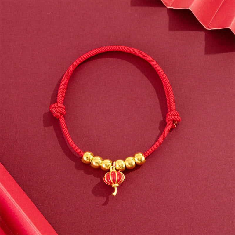 Red String Bead Yuanbao Fu Character Protection Adjustable Cats Dogs Pet Collar