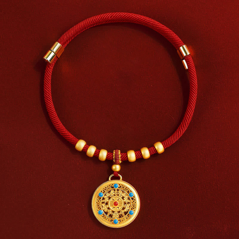 Red String Bead Compass Gourd Protection Adjustable Cats Dogs Pet Collar