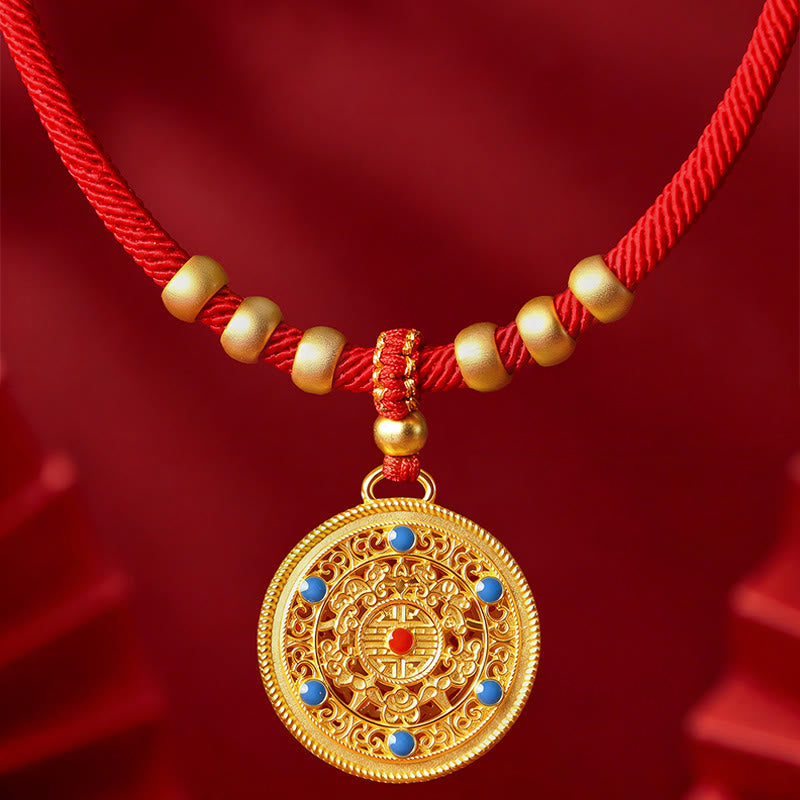 Red String Bead Compass Gourd Protection Adjustable Cats Dogs Pet Collar