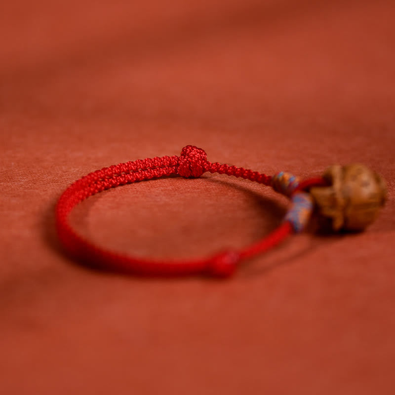 Plaited Peach Pit Red String Strength Adjustable Cats Dogs Pet Collar
