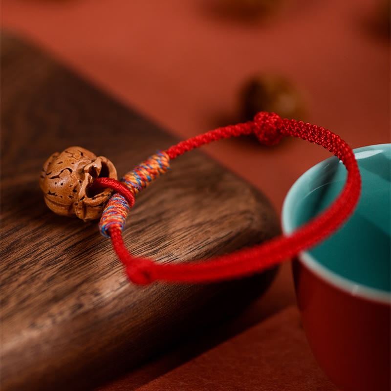 Plaited Peach Pit Red String Strength Adjustable Cats Dogs Pet Collar