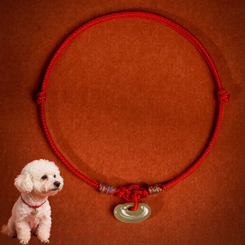 Red String Plaited Jade Protection Adjustable Cats Dogs Pet Collar
