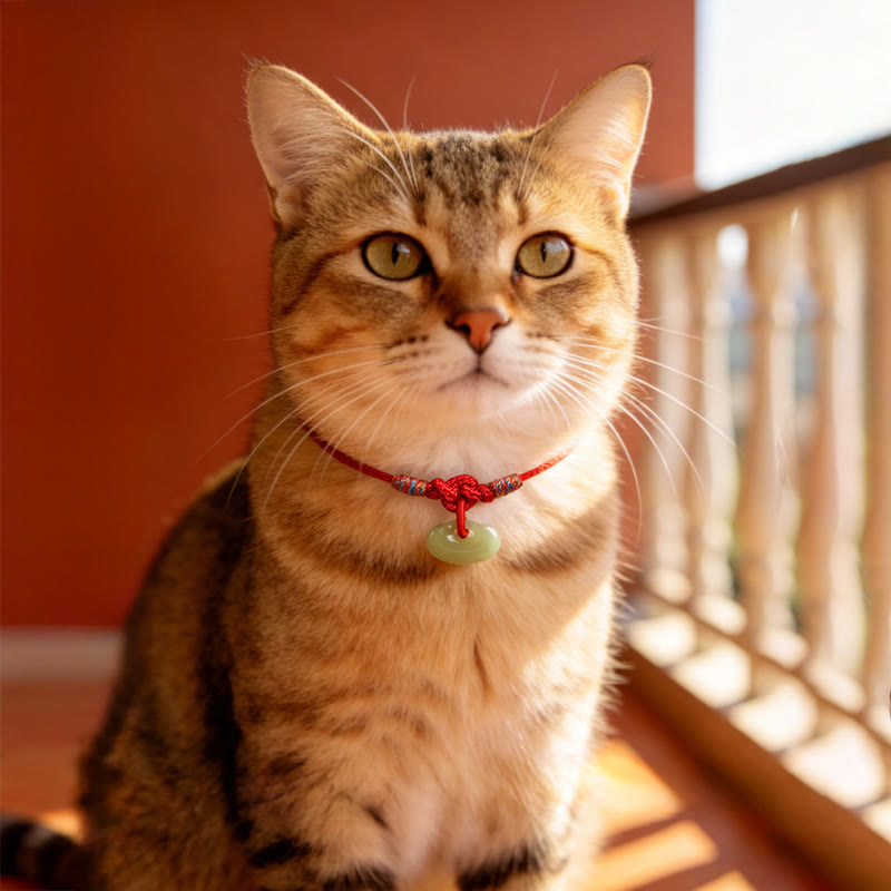 Red String Plaited Jade Protection Adjustable Cats Dogs Pet Collar