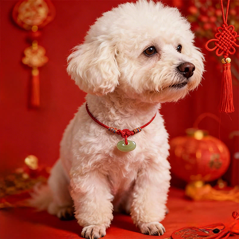 Red String Plaited Jade Protection Adjustable Cats Dogs Pet Collar